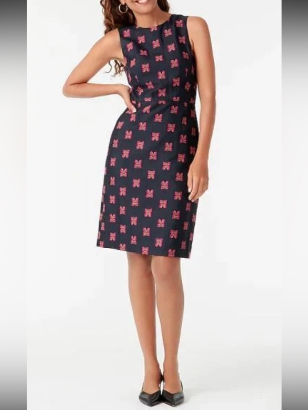 New J. Crew Violet Butterfly Navy Jacquard Sleeveless Sheath Dress 2P